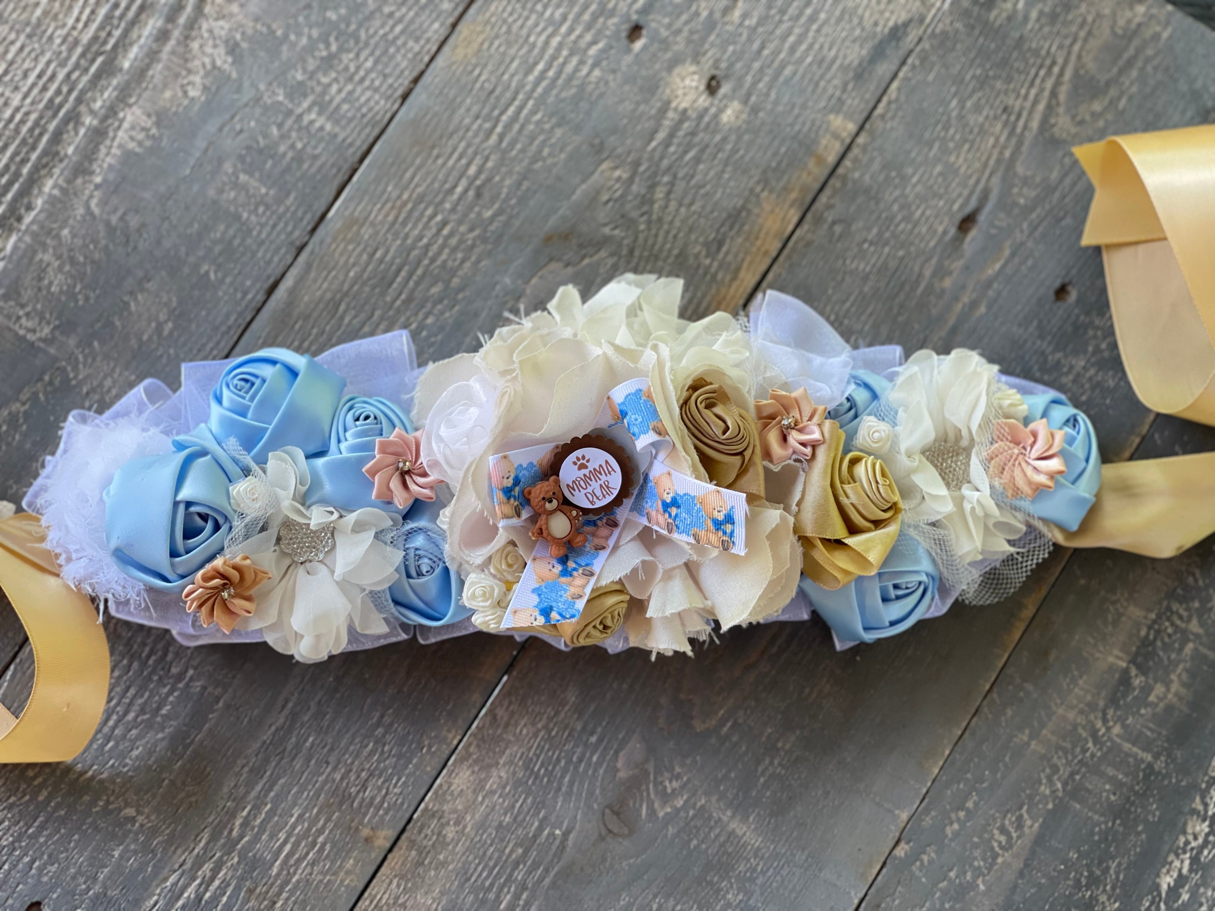 7673 Maternity Flower Sash Belt Baby Shower For Mommy Pregnant Baby Shower Party Flower Belly Belt - Fabhooks main image 2