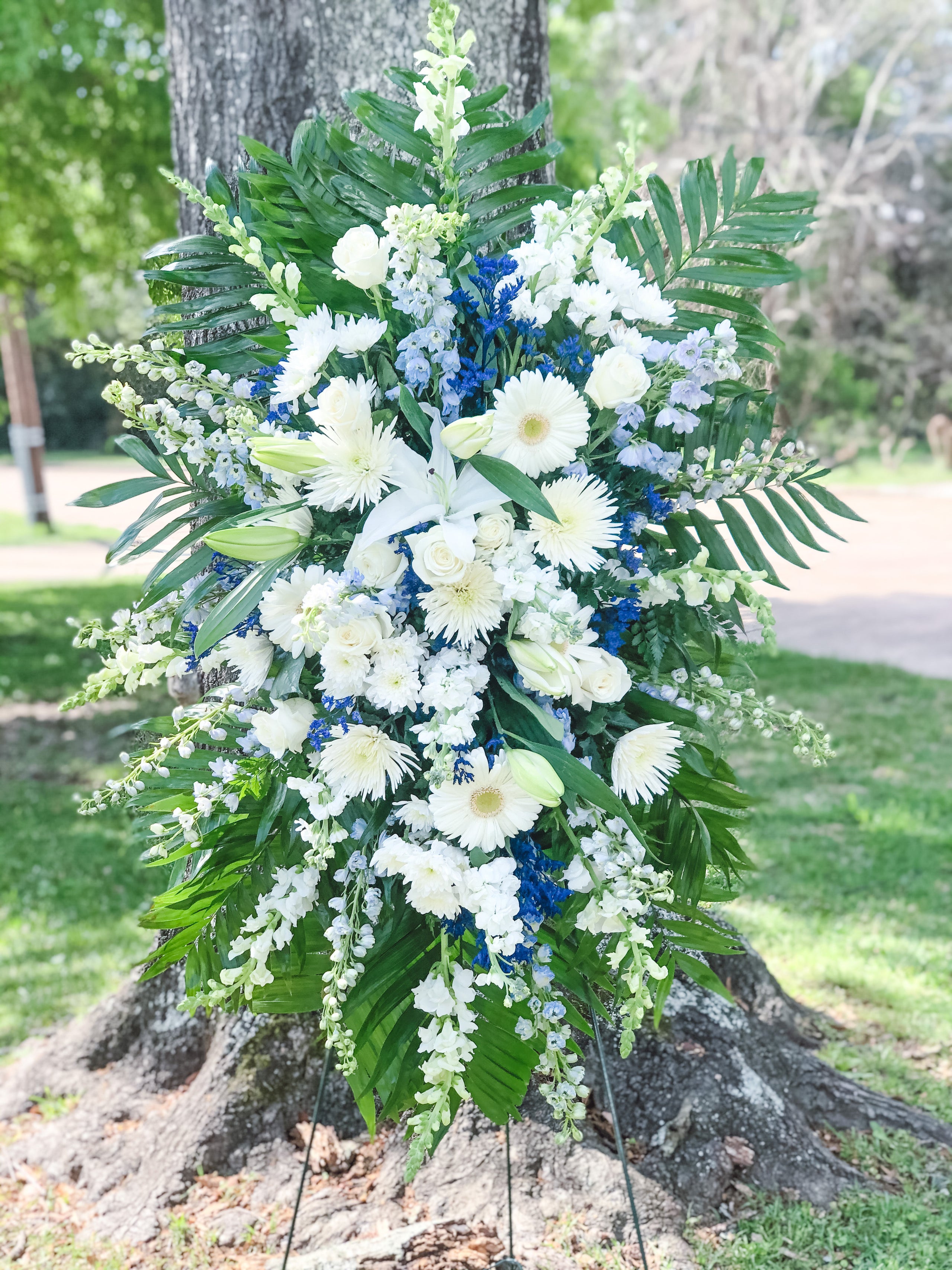 Blue Funeral Flowers, Blue & White Sympathy Flowers