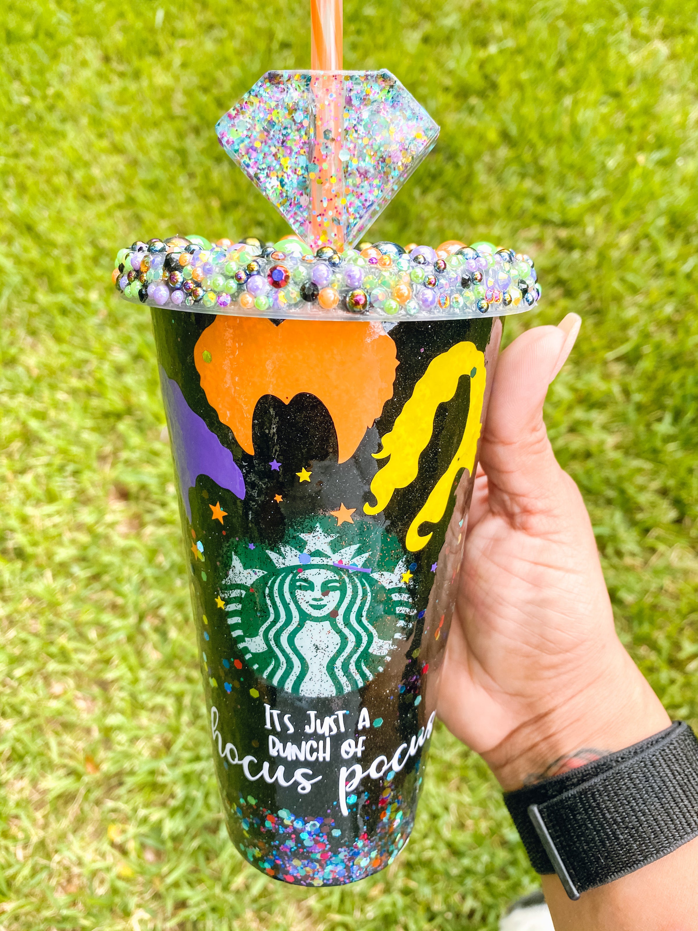 Glittered Starbucks Cup | Reusable Starbucks cold cup | Starbucks Venti  Cold Cup | Glittered Tumbler | Personalized Cup | Hocus Pocus 